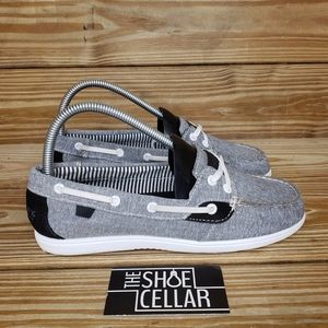 SALE Sperry Women’s 7.5 Boat Shoe Flat Slip On Shoe Gray Black